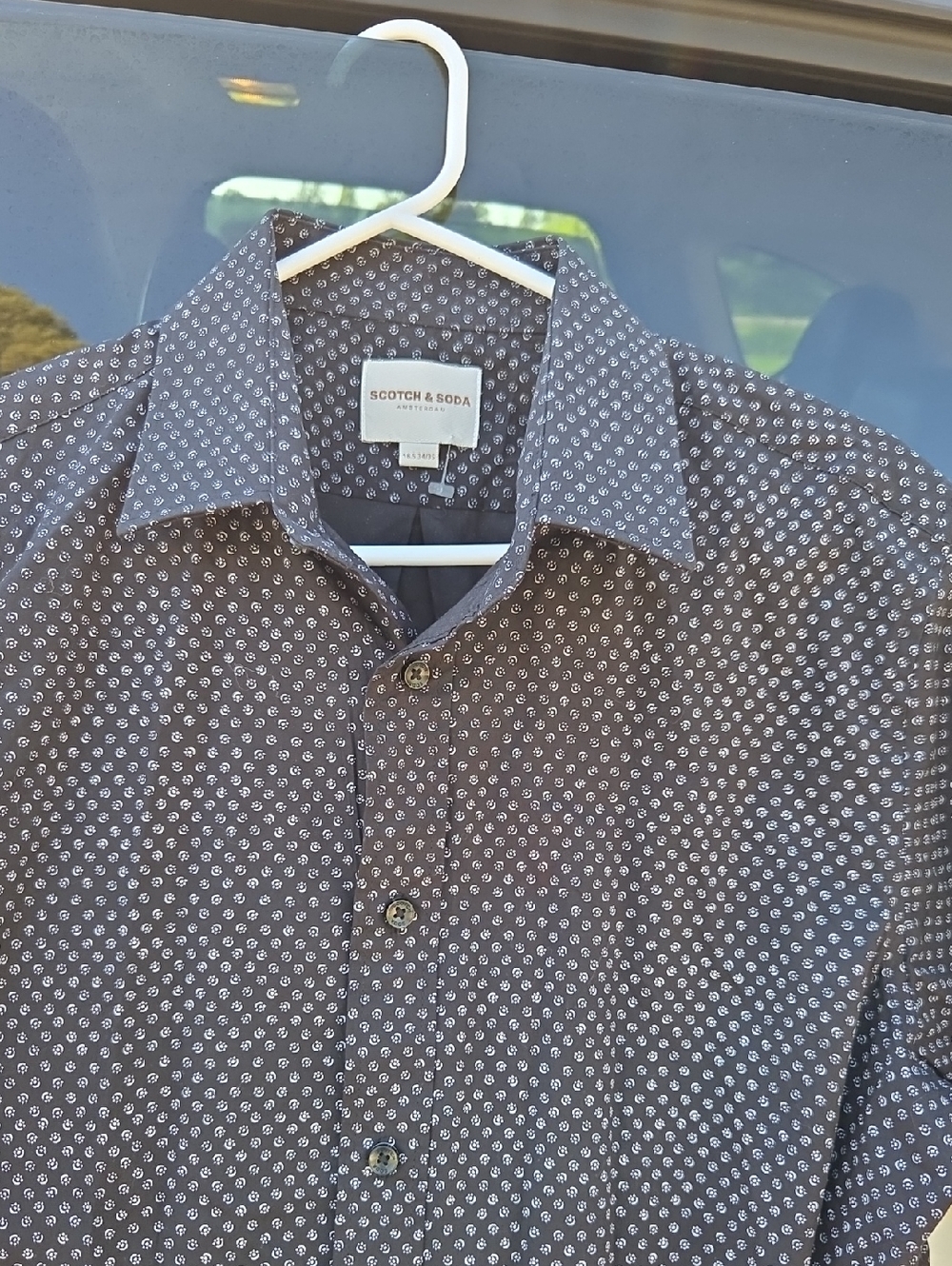 Scotch & Soda Navy Blue Micro-Print Button-Up Shirt